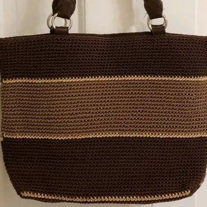 LINA CROCHET SHOULDER BAG PURSE NUETRAL BROWN BEIGE